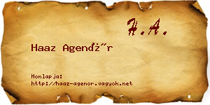 Haaz Agenór névjegykártya